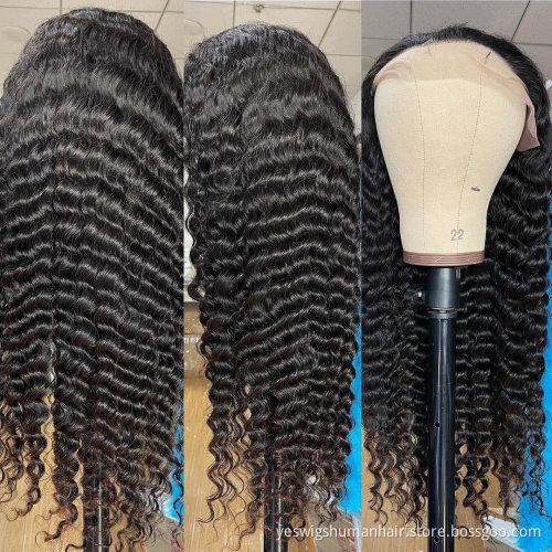 Raw Brazilian Virgin Deep Curly Wave Natural Human Hair Transparent Lace Frontal Wig Hd Full Lace Front Wig For Women Vendor